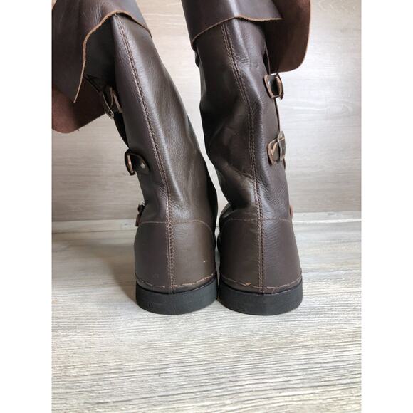 Medieval Leather Boots Historical Leather Brown Boots Size 9 main image 5